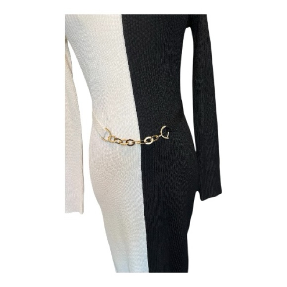 π π€π€ NWT ALMOST FAMOUS Black & White Colorblock Ribbed Sweater Dress | Sz Jr M - Picture 2 of 8